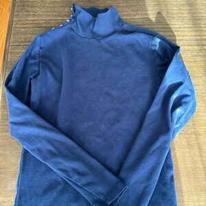 JCREW NAVY TURTLENECK WITH GOLD BUTTONS EUC